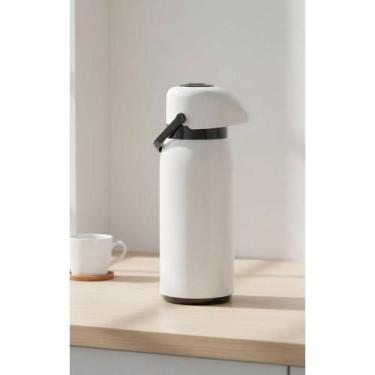 Imagem de Garrafa Térmica 1L Pressão Ampola Vidro Branca - Congratulations Store