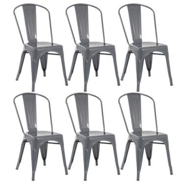 Imagem de Kit Laráz 6 Cadeiras Iron Tolix Design Cinza escuro - Laraz