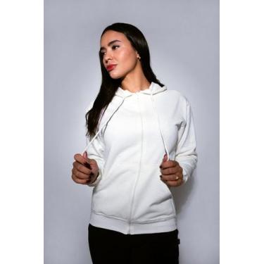 Imagem de Blusa de Moletom Verde Musgo Adulto - Glev.Conceito, P, Creme