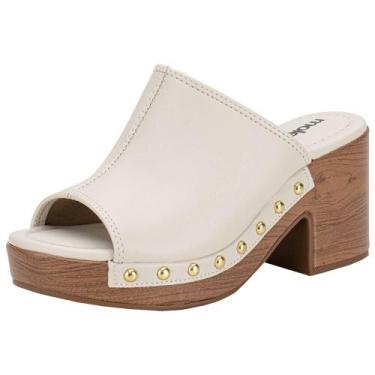 Imagem de Tamanco feminino salto grosso moleca 5549107, Branco, Off, 37