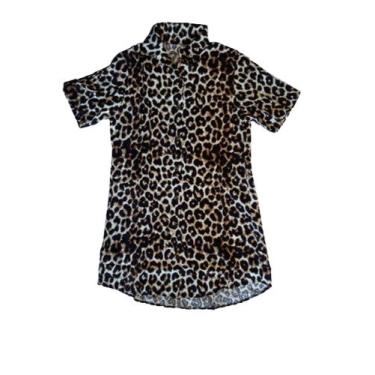 Imagem de Vestido Chemise estampa onça, rosa e laranja TAM M e G - Loja Carmen A