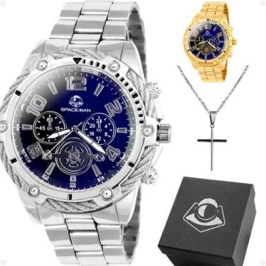 Imagem de relogio prata masculino aco inox presente original ouro casual social 