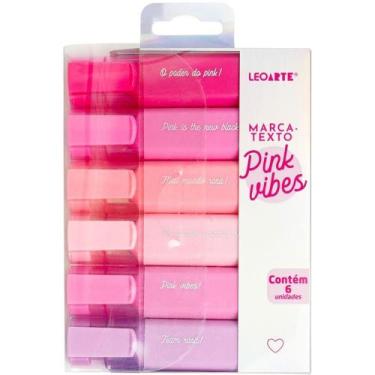 Imagem de Caneta Marca Texto PINK Vibes 6 Cores Estojo - Leonora