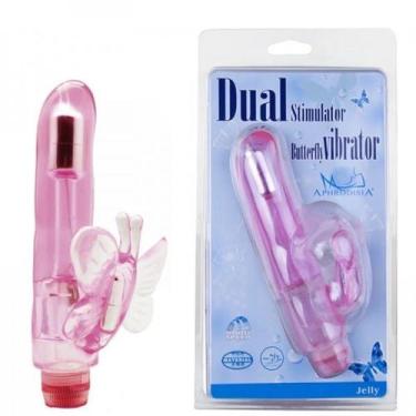 Imagem de Vibrador com Estimulador Clitoriano Borboleta Crystal - Aphrodisia