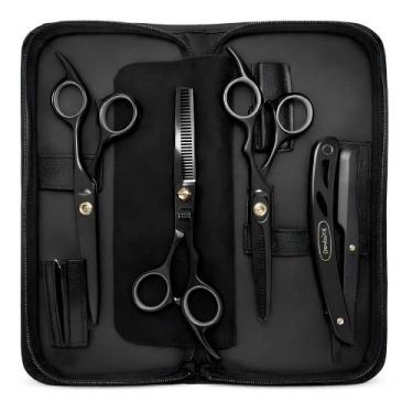 Imagem de Kit 3 tesouras profissionais fio laser navalha - world barber