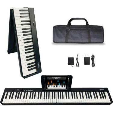 Imagem de Piano Digital YUEOIN Dobrável Semi-Pesado de 88 Teclas USB MIDI