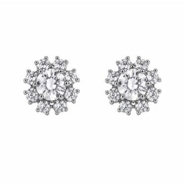 Imagem de Brinco Flor 5,0mm Moissanite Prata 925 com Ródio - Lauáry Joias