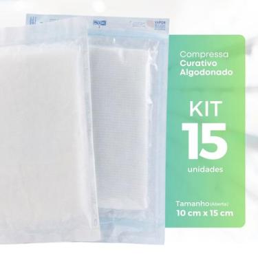 Imagem de Curativo Algodonado Compressa Estéril 10x15cm 15 Unid - Casa da Gaze