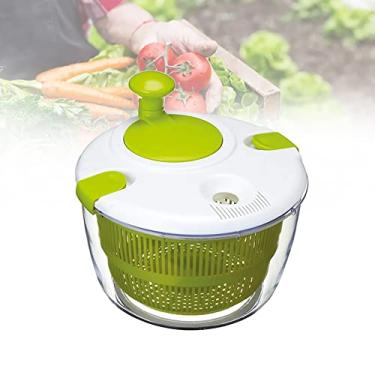 Imagem de Girador de salada, secador giratório de vegetais de plástico de 5 l com alça de manivela e tampa de bloqueio inteligente, desidratador de salada multiuso, arruela manual de alface
