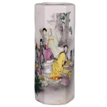 Imagem de 19,2 cm Antigo Qing Guangxu Famille Rosa Porcelana Padrão Caneta Decorar