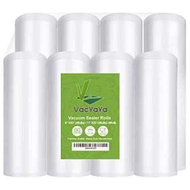 Imagem de VacYaYa – Bolsas de armazenamento para selar alimentos, para guardar alimentos, para economizar alimentos e fazer vídeos – sem BPA, Branco, 8 Pack= 8"x20'(4Rolls)+11"x20'(4Rolls), 1