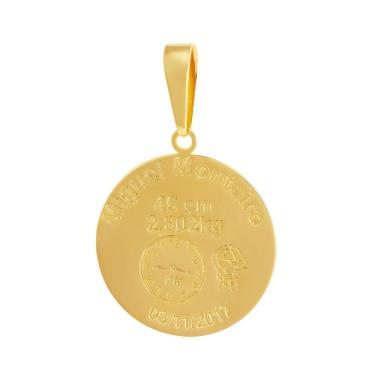 Imagem de Pingente Aço Mandala Nascimento Menino 27mm Gold IPG