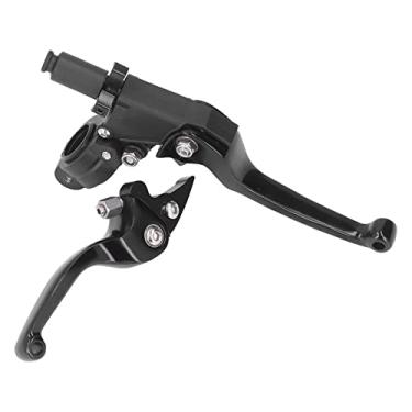 Imagem de Guidão da embreagem, alavanca do freio Resistente à colisão Dobrável Alta dureza Prática Liga de alumínio 6061 ‑ T6 para remontagem de motocicleta(Conjunto preto)