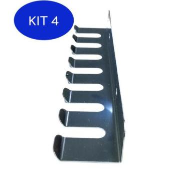 Imagem de Kit 4 Suporte Inox Porta Espetos Churrasco Gourmet De Parede - Bem Gri