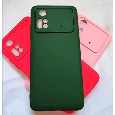 Imagem de Capa Case Capinha Anti Impacto Aveludada Premium+ 4 PeliculaS De Vidro Temperado Full Glue 9d/3D Xiaomi Poco M4 pro 4g (VERDE ESCURO)