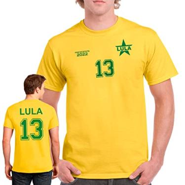Imagem de Camiseta Blusa Lula Presidente Seleção Brasil 13 (as2, alpha, one_size, regular, amarelo, XG)
