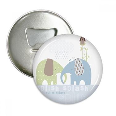 Imagem de Splash Elefante Azul Verde Chuva Abridor de Garrafas Imã de Geladeira Emblema Multifuncional