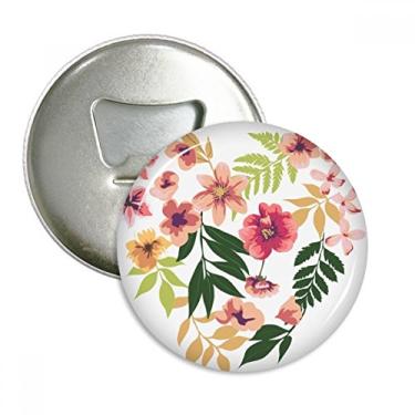 Imagem de Desenhos de folhas de flores aquarela abridor de garrafas ímã de geladeira emblema multifuncional