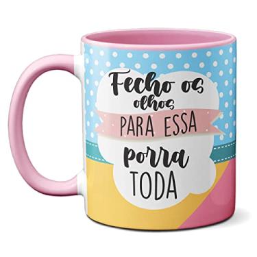 Imagem de Caneca Lhama Pijama Fofa Fecho Os Olhos Pra Essa Porra Toda (Rosa)