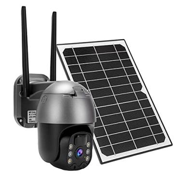 Imagem de Câmera de segurança externa, IP66 à prova d'água Pan Tilt Camera 4G com energia solar para vilas para pomares para pátios(#1)