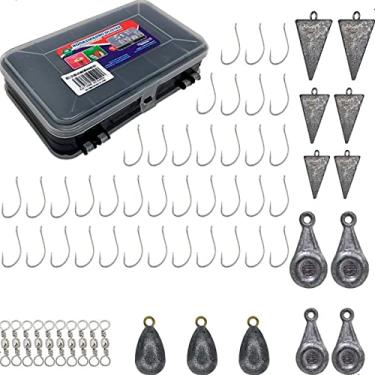 Imagem de Kit Maleta Anzóis Chumbada Para Pesca Na Praia E Girador