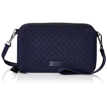 Imagem de Vera Bradley Bolsa feminina de microfibra multifuncional com proteção RFID, Azul-marinho verdadeiro, One Size