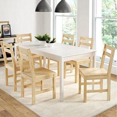 Imagem de Mesa de Madeira Maciça com 6 Cadeiras Mandacaru Madeiramadeira Branco/bege