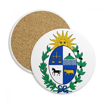 Imagem de Uruguai América do Sul Caneca porta-copos com emblema nacional de mesa Pedra absorvente de proteção de mesa
