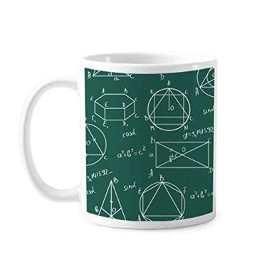 Imagem de Caneca de cálculo de cerâmica com fórmula matemática geométrica, xícara de porcelana e café
