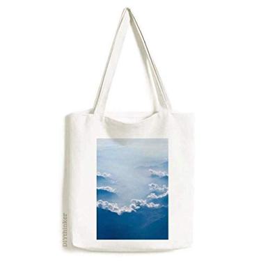Imagem de Clouds Blue White Sky Art Deco Gift Fashion Tote Bolsa de compras Bolsa casual