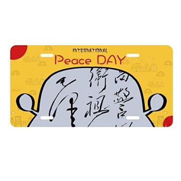Imagem de DIYthinker Placa de carro Chairman Mao, desenho de caligrafia chinesa, placa de carro decoração Dia da Paz