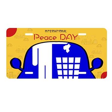 Imagem de DIYthinker Placa de identificação de placa de aviso quadrada azul da Rubbish Decoração de carro Dia da Paz