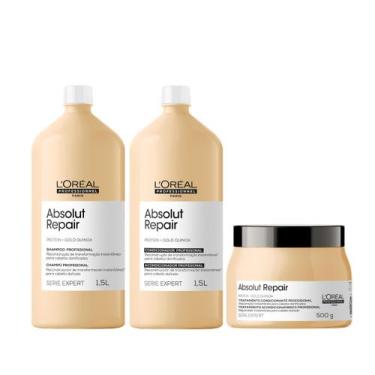 Imagem de Kit L'oréal Absolut Repair - Shampoo, Condicionador E Máscara Grande -