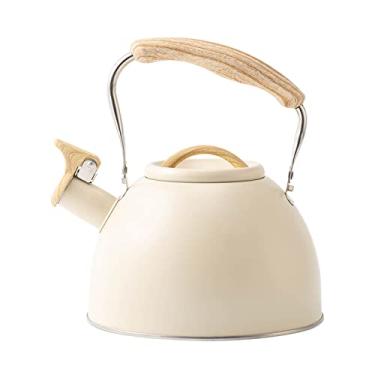 Imagem de Chaleira de acampamento de água para fogão a gás, fogão, chaleiras, chaleiras, dispensadores de água quente ao ar livre, apito automático quando a água ferve, aço inoxidável, ferver água 3L (branco