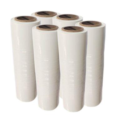 Imagem de Bobina Filme Stretch Branco Manual 50Cm 24Kg Kit 6 Bobina