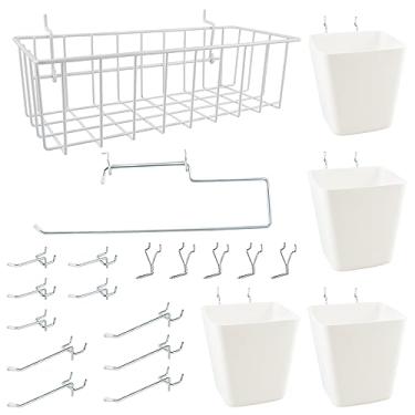 Imagem de G.CORE Organizador de placa de estacas pacote com 21, acessórios para quadro de pegadores com cestos de copos - organizadores de ferramentas de parede de quadro de pinos de 1/20.3 cm e 1/10.2 cm
