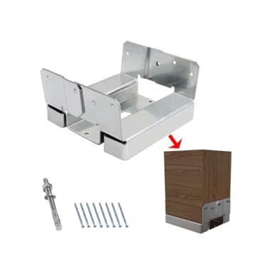 Imagem de vikofan 10 peças de base de poste galvanizado 6x6 inclui fixadores de 14 cm x 14 cm de madeira para concreto, suporte de poste ajustável, âncora com suporte de 2,5 cm para terraço, pérgula, varanda