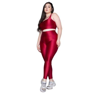 Imagem de Conjunto Top e Calça Plus Size New Zig 3D Vekyo Bojo Compressão Academia Treino Moda Fitness-Feminino