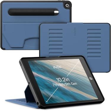 Imagem de ZUGU CASE Capa para iPad de 10,2 polegadas 7ª/8ª/9ª geração (2021/2020/2019), protetora, fina, design elegante, suporte magnético, capa hibernar/despertar, capa magnética, azul ardósia