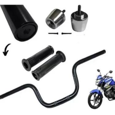 Imagem de Guidão Mais Pezinho Com Manopla Factor 125 Fazer 150 Yamaha Preto Fosc