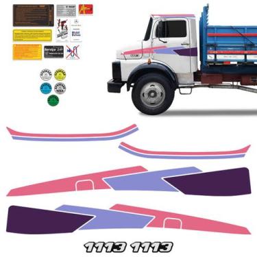 Imagem de Kit Faixa +Emblema Lateral Resinado Caminhão 1113 Decorativo - SPORTIN