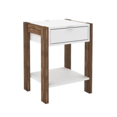 Imagem de Mesa de Cabeceira Multimóveis VCR35003, Branco/Nogal