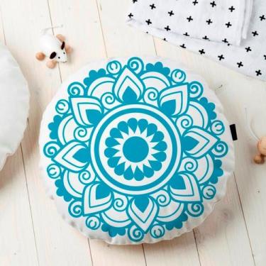 Imagem de Almofada Redonda Estampada Mandala 45x45cm Obery Azul - FASTLAR