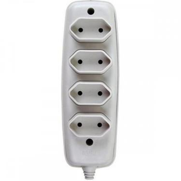 Imagem de Tomada Barra Ilumi 2 Polos Quadrupla Cinza 10A. 1634