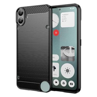 Imagem de Sidande Capa para celular Nothing CMF Phone 1, capa ultrafina com absorção de choque de fibra de carbono TPU capas protetoras de borracha para Nothing CMF Phone 1 preta