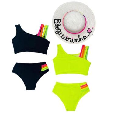 Imagem de Kit 2 Biquíni Infantil Traje De banho + Chapéu De Praia Blogueirinha -