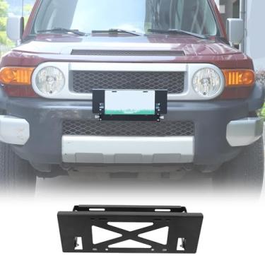Imagem de Moldura de placa de licença frontal compatível com Toyota FJ Cruiser 2007-2021, suporte de montagem de moldura de placa de carro de para-choque dianteiro, kit de substituição de base de acabamento de