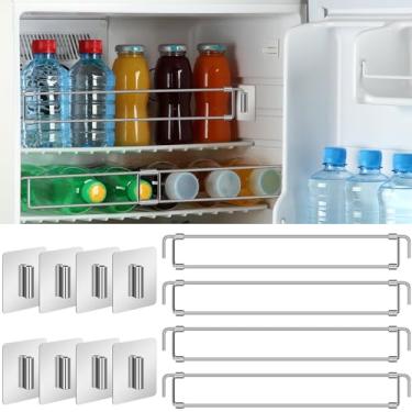 Imagem de Yaocom 4 peças de barras de geladeira Rv 31,6 cm-57,5 cm ajustáveis de aço inoxidável RV varões de tensão de geladeira acessórios de geladeira extensíveis estabilizadores de alimentos e bebidas evitam