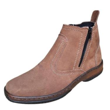 Imagem de Bota Com Ziper Botina Masculina Em Couro Nobuck Botinha Estilo Modelo 