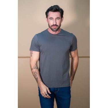 Imagem de T-shirt Masculina Malha Pima              - Hard Denim, Cinza, M